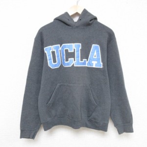 古着 長袖 スウェット パーカー メンズ 90年代 90s UCLA USA製 濃グレー 霜降り Mサイズ 中古 スエット トレーナー トップス 中古 古着