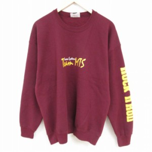 古着 リー Lee 長袖 スウェット メンズ 90年代 90s チームMTS ロックンロール クルーネック USA製 エンジ XLサイズ 中古 スエ 中古 古着