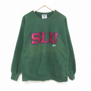 古着 リー Lee 長袖 スウェット メンズ 90年代 90s SLU 大きいサイズ クルーネック USA製 緑 グリーン spe XLサイズ 中古 スエ 中古 古着