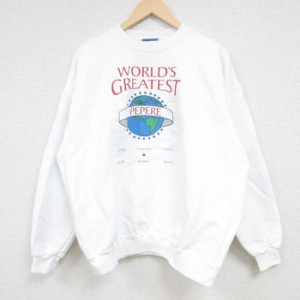 古着 ヘインズ Hanes 長袖 スウェット メンズ 00年代 00s WORLDS GREATEST 地球 クルーネック 白 ホワイト XLサイズ 中古 スエ 中古 古着