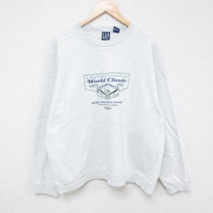 古着 ギャップ GAP 長袖 スウェット メンズ 90年代 90s World Classic 大きいサイズ クルーネック USA製 薄グレー 霜降り XLサ 中古 古着