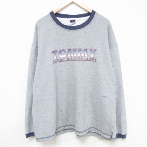 古着 トミーヒルフィガー TOMMY HILFIGER トミージーンズ 長袖 ブランド スウェット メンズ ビッグロゴ 大きいサイズ クルーネ 中古 古着