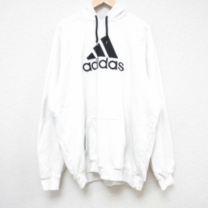 古着 アディダス adidas 長袖 スウェット パーカー メンズ 00年代 00s ビッグロゴ 大きいサイズ ラグラン 白 ホワイト XLサイ 中古 古着