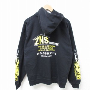 古着 ヘインズ Hanes 長袖 スウェット パーカー メンズ 00年代 00s ZNS 黒 ブラック XLサイズ 中古 スエット トレーナー トッ 中古 古着