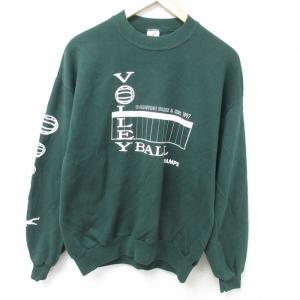 古着 ジャージーズ 長袖 スウェット メンズ 90年代 90s バレーボール クルーネック USA製 濃緑 グリーン spe Lサイズ 中古 ス 中古 古着