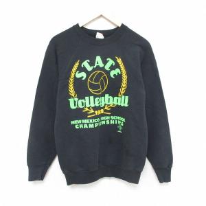 古着 フルーツオブザルーム 長袖 スウェット メンズ 80年代 80s バレーボール ラグラン クルーネック USA製 黒 ブラック Mサイ 中古 古着