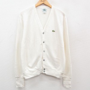 古着 ラコステ LACOSTE IZOD 長袖 ブランド ニット カーディガン メンズ 90年代 90s ワンポイントロゴ アクリル Vネック USA製 中古 古着