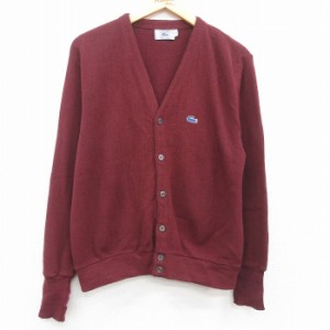 古着 ラコステ LACOSTE IZOD 長袖 ブランド ニット カーディガン メンズ 90年代 90s ワンポイントロゴ アクリル Vネック エン 中古 古着