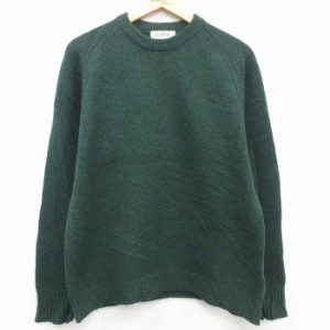 古着 ジェイクルー J.CREW 長袖 セーター メンズ 00年代 00s 無地 ラグラン ウール クルーネック 緑 グリーン Mサイズ 中古 ニ 中古 古着