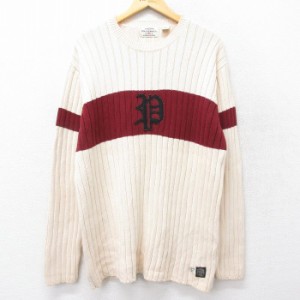 古着 ラルフローレン Ralph Lauren ポロジーンズ 長袖 ブランド セーター メンズ ビッグロゴ コットン クルーネック 生成り他  中古 古着