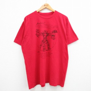 古着 半袖 Tシャツ メンズ マーベル デッドプール 大きいサイズ コットン クルーネック 赤 レッド XLサイズ 中古 中古 古着