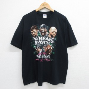 古着 半袖 Tシャツ メンズ NFL レイルイス ハロティンガタ WREAK HAVOC 大きいサイズ コットン クルーネック 黒 ブラック アメ 中古 古着