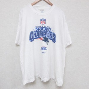 古着 半袖 Tシャツ メンズ NFL ニューイングランドペイトリオッツ 大きいサイズ コットン クルーネック 白 ホワイト アメフト  中古 古着