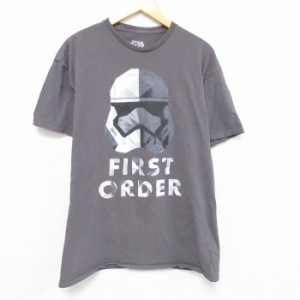 古着 半袖 Tシャツ メンズ スターウォーズ STAR WARS ダースベイダー ストームトルーパー コットン クルーネック グレー Lサイ 中古 古着