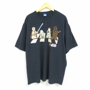 古着 半袖 Tシャツ メンズ スターウォーズ STAR WARS レゴ 大きいサイズ クルーネック 黒 ブラック XLサイズ 中古 中古 古着