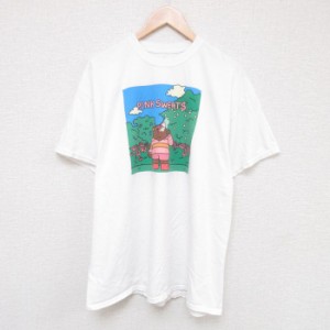 古着 半袖 Tシャツ メンズ PINK SWEATS クマ コットン クルーネック 白 ホワイト XLサイズ 中古 中古 古着