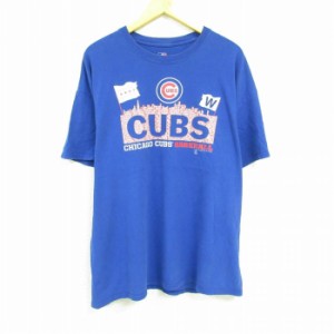 古着 半袖 Tシャツ メンズ MLB シカゴカブス 大きいサイズ クルーネック 青 ブルー メジャーリーグ ベースボール 野球 XLサイ 中古 古着