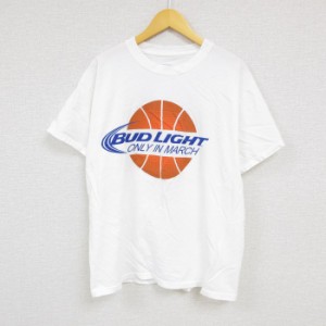 古着 半袖 Tシャツ メンズ バドライト バスケットボール コットン クルーネック 白 ホワイト Lサイズ 中古 中古 古着