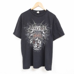 古着 半袖 Tシャツ メンズ チーム リアルツリー TAG OUT コットン クルーネック 黒 ブラック XLサイズ 中古 中古 古着