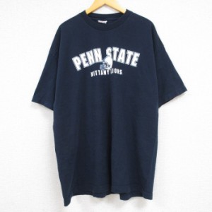 古着 半袖 Tシャツ メンズ ペンシルベニア ニタニーライオンズ アメフト 大きいサイズ クルーネック 黒 ブラック XLサイズ 中 中古 古着