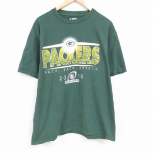 古着 半袖 Tシャツ メンズ NFL グリーンベイパッカーズ コットン クルーネック 緑 グリーン アメフト スーパーボウル XLサイズ 中古 古着