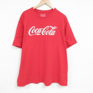 古着 半袖 Tシャツ メンズ コカコーラ 大きいサイズ コットン クルーネック 赤 レッド XLサイズ 中古 中古 古着