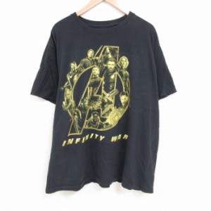 古着 半袖 Tシャツ メンズ マーベル 映画 アベンジャーズ インフィニティウォー ブラックウィドウ スターロード 大きいサイズ  中古 古着