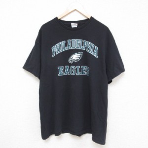 古着 マジェスティック 半袖 Tシャツ メンズ NFL フィラデルフィアイーグルス コットン クルーネック 黒 ブラック アメフト ス 中古 古着