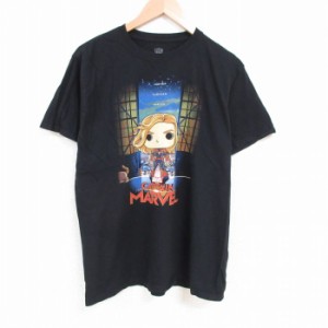 古着 半袖 Tシャツ メンズ マーベル キャロルダンヴァース POP コットン クルーネック 黒 ブラック XLサイズ 中古 中古 古着