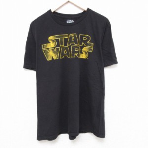 古着 半袖 Tシャツ メンズ スターウォーズ STAR WARS 大きいサイズ コットン クルーネック 黒 ブラック XLサイズ 中古 中古 古着