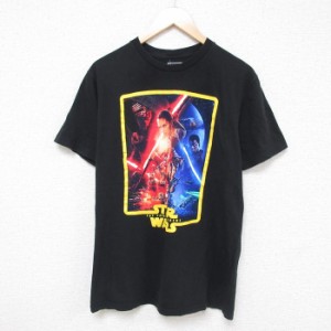 古着 半袖 Tシャツ メンズ STAR WARS スターウォーズ フォースの覚醒 コットン クルーネック 黒 ブラック Mサイズ 中古 中古 古着