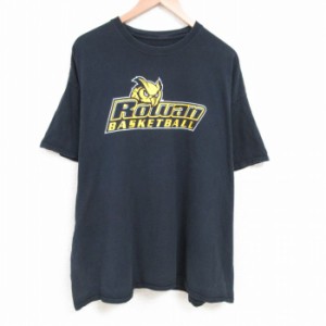 古着 半袖 Tシャツ メンズ ローワン バスケットボール 大きいサイズ クルーネック 黒 ブラック XLサイズ 中古 中古 古着