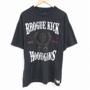 古着 半袖 Tシャツ メンズ ワールドプロレスリング 大きいサイズ コットン クルーネック 黒 ブラック XLサイズ 中古 中古 古着