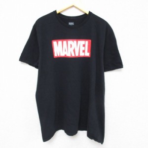 古着 半袖 Tシャツ メンズ マーベル 大きいサイズ コットン クルーネック 黒 ブラック XLサイズ 中古 中古 古着