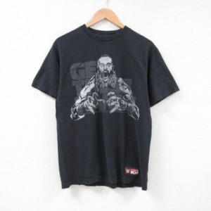 古着 半袖 Tシャツ メンズ ワールドプロレスリング コットン クルーネック 黒 ブラック Mサイズ 中古 中古 古着