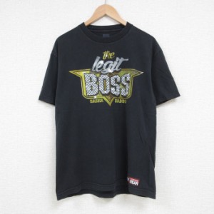 古着 半袖 Tシャツ メンズ ワールドプロレスリング コットン クルーネック 黒 ブラック Lサイズ 中古 中古 古着