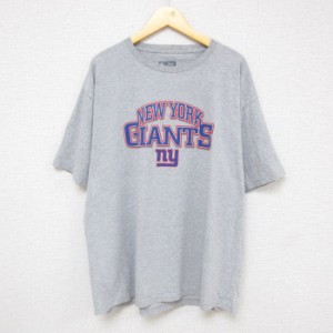 古着 半袖 Tシャツ メンズ NFL ニューヨークジャイアンツ 大きいサイズ コットン クルーネック グレー 霜降り アメフト スーパ 中古 古着