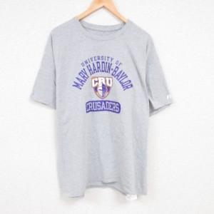 古着 ラッセル 半袖 Tシャツ メンズ MARY HARDIN BAYLOR 大学 クルーネック グレー 霜降り XLサイズ 中古 中古 古着