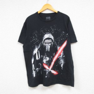 古着 半袖 Tシャツ メンズ スターウォーズ STAR WARS カイロレン コットン クルーネック 黒 ブラック Lサイズ 中古 中古 古着