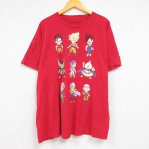 古着 半袖 Tシャツ メンズ アニメ ドラゴンボールZ 孫悟空 コットン クルーネック 赤 レッド XLサイズ 中古 中古 古着