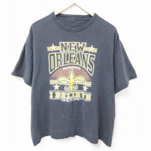 古着 半袖 Tシャツ メンズ ニューオーリンズ アメフト クルーネック 黒 ブラック XLサイズ 中古 中古 古着