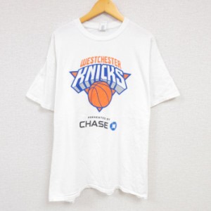 古着 半袖 Tシャツ メンズ NBA ウェストチェスターニックス コットン クルーネック 白 ホワイト バスケットボール XLサイズ 中 中古 古着