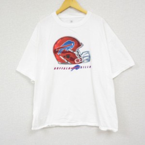 古着 半袖 Tシャツ メンズ NFL バッファロービルズ 大きいサイズ コットン クルーネック 白 ホワイト アメフト スーパーボウル 中古 古着