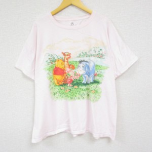 古着 半袖 Tシャツ メンズ ディズニー DISNEY くまのプーさん ティガー ピグレット 大きいサイズ コットン クルーネック 薄ピ 中古 古着