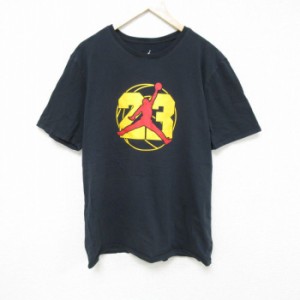 古着 半袖 Tシャツ メンズ マイケルジョーダン エアジョーダン コットン クルーネック 黒 ブラック XLサイズ 中古 中古 古着