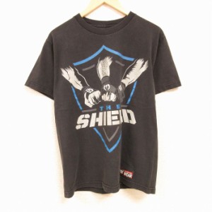 古着 半袖 Tシャツ メンズ ワールドプロレスリング ザシールド クルーネック 黒 ブラック Lサイズ 中古 中古 古着