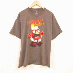 古着 ヘインズ Hanes 半袖 Tシャツ メンズ ディズニー DISNEY インサイドヘッド イカリ コットン クルーネック グレー XLサイ 中古 古着