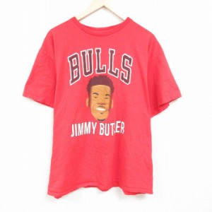 古着 半袖 Tシャツ メンズ NBA シカゴブルズ ジミーバトラー 大きいサイズ クルーネック 赤 レッド バスケットボール XLサイズ 中古 古着
