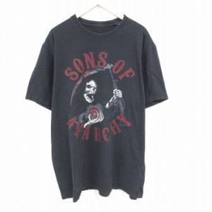 古着 半袖 Tシャツ メンズ サンズオブアナーキー サンオブアナーキー 大きいサイズ ロング丈 クルーネック 黒 ブラック XLサイ 中古 古着