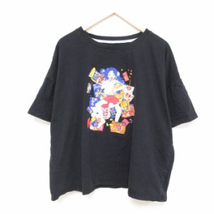 古着 半袖 Tシャツ メンズ SHEIN お菓子 大きいサイズ コットン クルーネック 黒 ブラック XLサイズ 中古 中古 古着